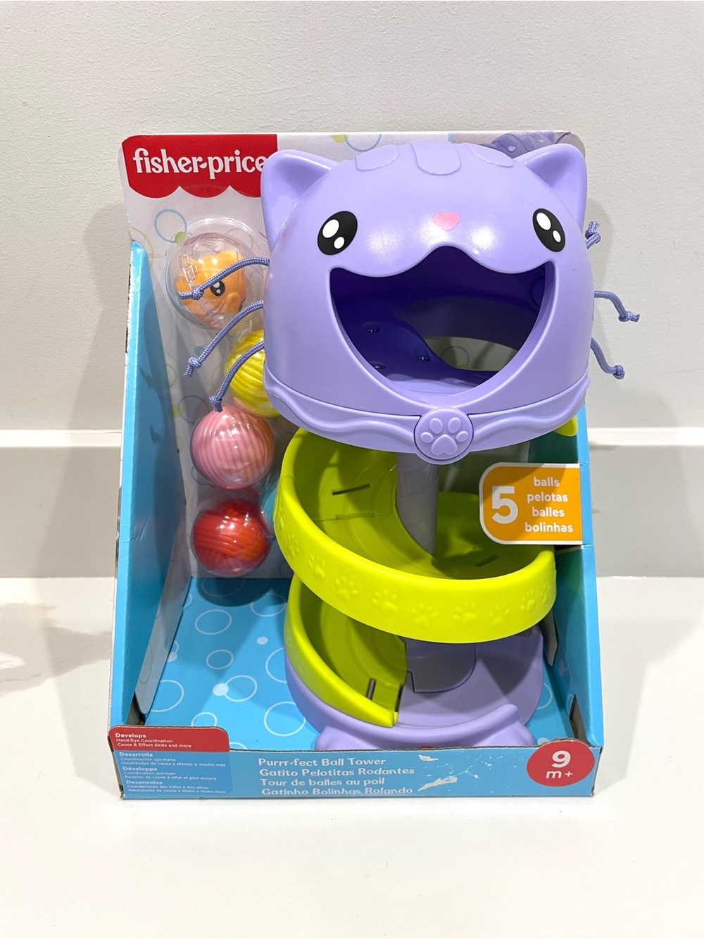 🟡2/$30 NEW Fisher-Price Purrr-fect Ball Tower Baby & Toddler Toy